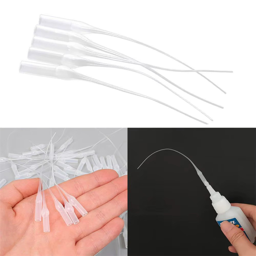 100 Stück transparente Kunststoff Düsen für Sekundenkleber mit Tropfspitze und Nadelrohr zur präzisen Dosierung - Bild 3