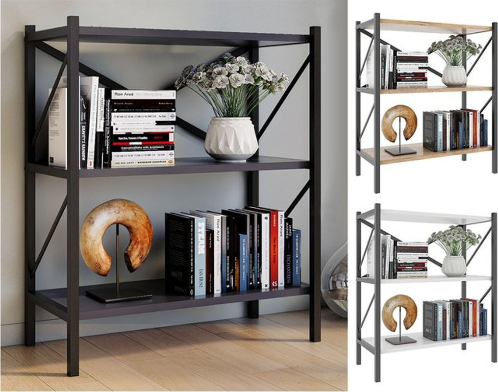 VCM Standregal Insasi aus Holz und Metall in Weiß, B/H/T: 66 x 85 x 34 cm - Bild 5