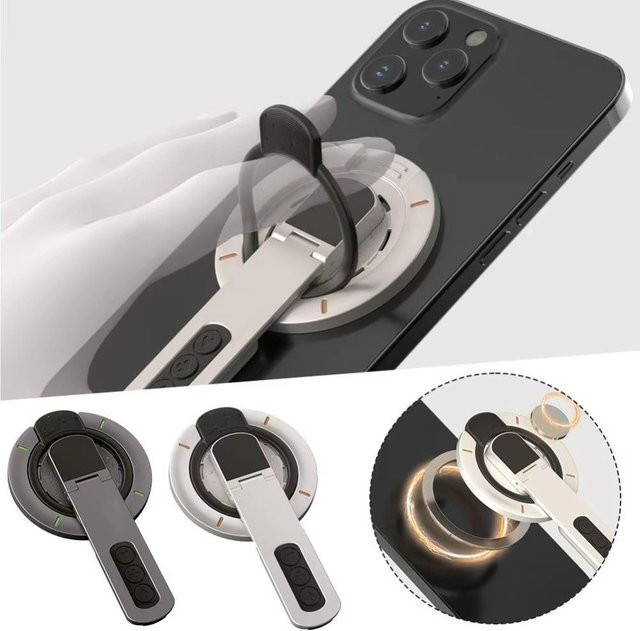 Magnetischer Fingerring und tragbarer Smartphone-Halter mit 360 Grad Rotation, universeller Desktop-Telefonständer in Weiß - Bild 1