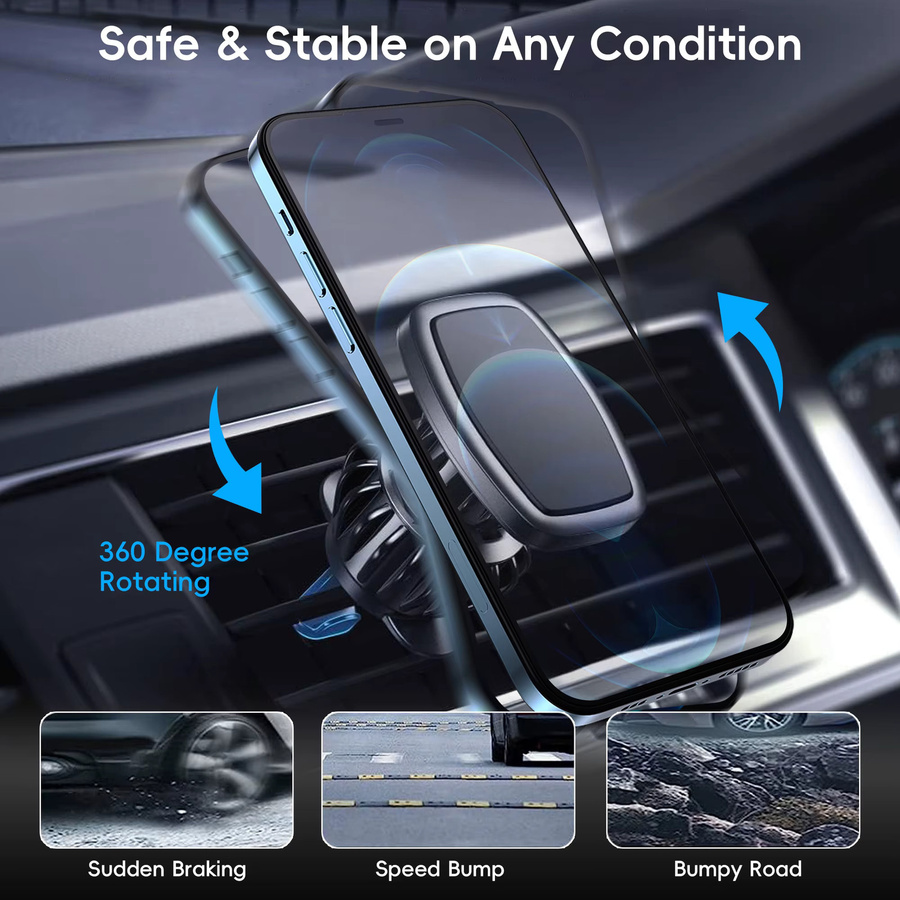 Magnetische Handyhalterung für das Auto in Schwarz zur Befestigung am Lüftungsschlitz - Bild 6