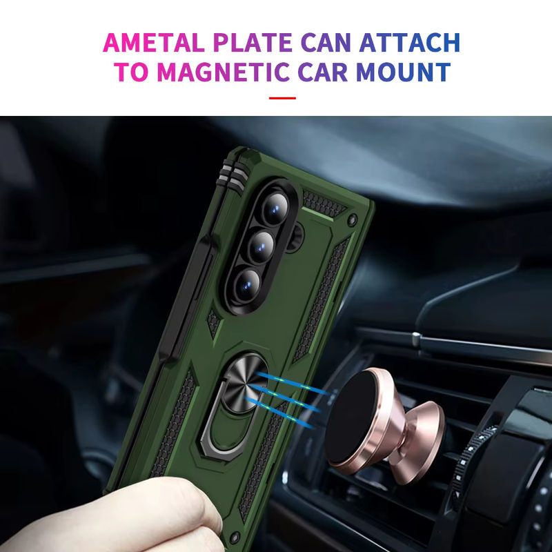 Stoßfeste Hartschalen-Schutzhülle mit Scharnierschutz, Ringhalter und Ständer für Samsung Galaxy Z Fold 7, 6, 5 in Blau oder Grün - Bild 3