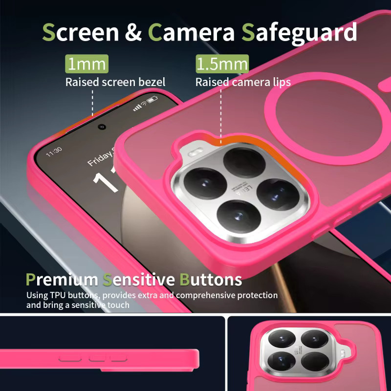 Stoßfeste MagSafe Matte Rüstung Schutzhülle für Xiaomi 17 Pro Max 5G und 15T Pro mit magnetischer kabelloser Ladefunktion in Purple oder Pink - Bild 1