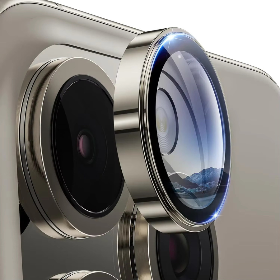 2-3 Stück Natürliche Titan Kamera Objektiv Schutz Abdeckung für iPhone 15 Pro Max 14 Pro 13 Pro und weitere Modelle in Silber und Gold - Bild 2