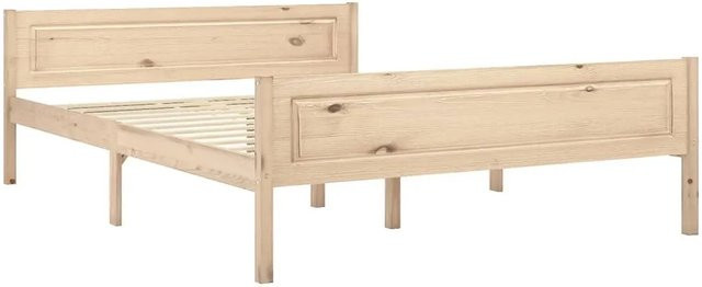vidaXL Massivholzbett aus Kiefer in Braun und Beige, B/T/H: 120 x 200 x 126 cm - Bild 1