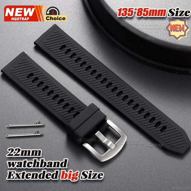 HQstrap Uhrenarmband Silikon, gestreift, 22 mm, wasserdicht - Bild 1
