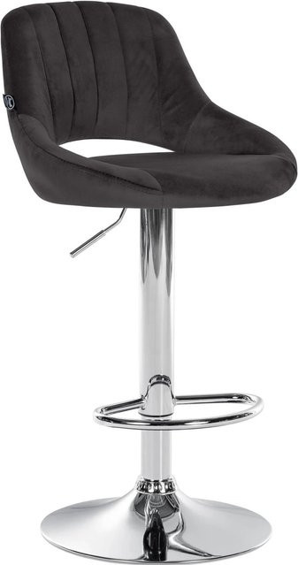 DELUKE Barhocker SEGAD mit Lehne aus Samt in Schwarz und Silber, B/T/H: 47 x 48 x 85 cm - Bild 1