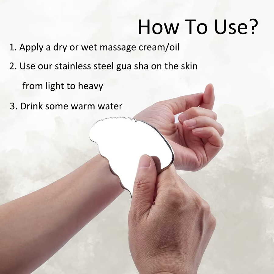 Gesichtsmassage-Gua Sha Werkzeug aus Edelstahl, Unisex - Bild 2