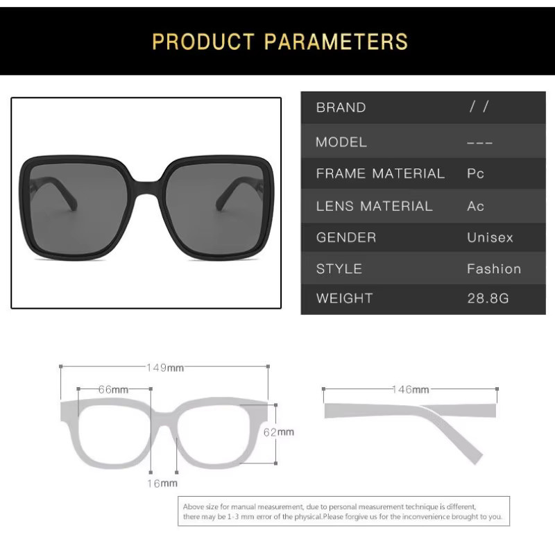 Samjune Sonnenbrille, Eckig, Vollrand, Kunststoff, Unisex - Bild 3
