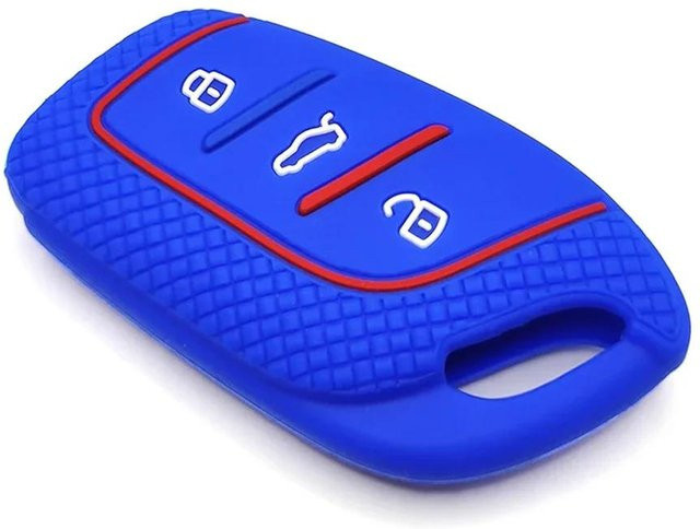 Silikon-Schlüsselabdeckung mit Kettenhalter für MG MG4 MG5 MG6 MG ZS EV HS EHS ZX GT Roewe RX3 RX8 ERX5 RX5 I6 I5 in Blau - Bild 1