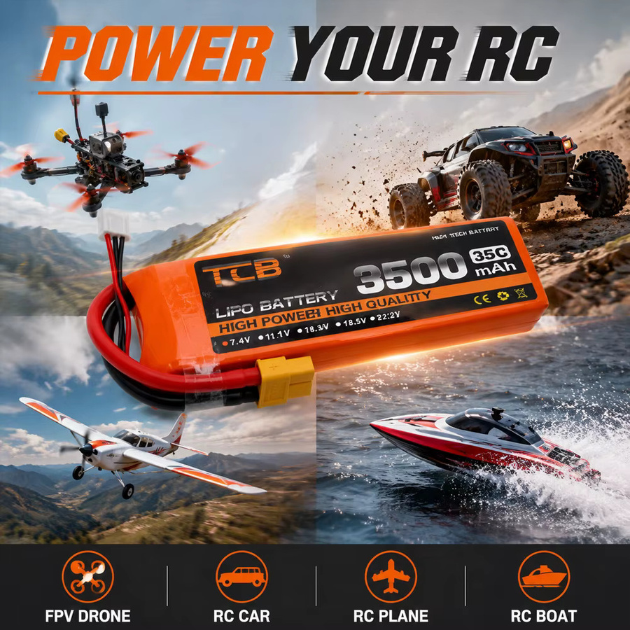 HONGXUNJIE LiPo-Akku 3500mAh mit XT60-Stecker für FPV-Drohnen, RC-Autos und Flugzeuge - Bild 4