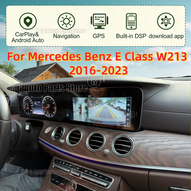 YANFU Android 13 Autoradio mit 12,3 Zoll Display für Mercedes Benz E-Klasse W213 2016-2023, CarPlay Touch-Navigation, Schwarz - Bild 1