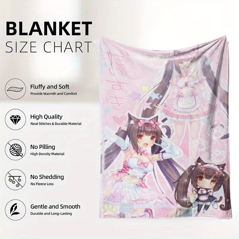 Nekopara Anime Winter-Flanellblanke in Pastellfarben - Bild 3