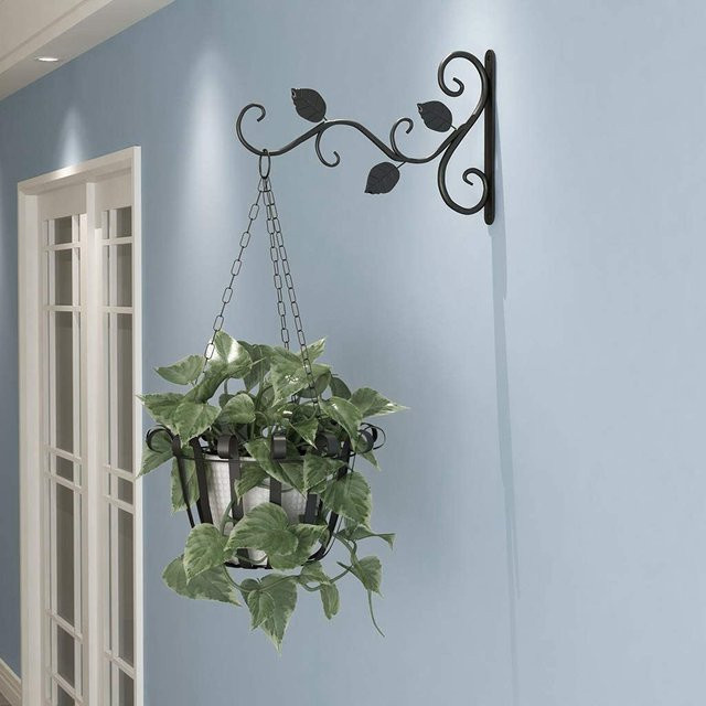 A77I Wand-Blumentopfhalter aus Eisen im europäischen Stil, schwarzer Pflanzenhaken für Balkon und Wohnkultur - Bild 1