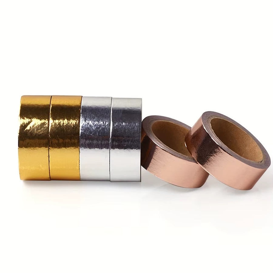 TWBEB Metallisches Folien-Washi-Tape in Gold und Silber als dekoratives Abdeckband für DIY Scrapbooking, Journaling und Bastelarbeiten - Bild 2