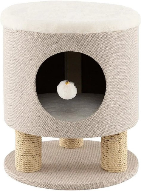 Costway Katzenmöbel Kletterbaum mit Katzenhöhle und integriertem Spielzeug, Beige, B/T/H: 40 x 40 x 47 cm - Bild 1