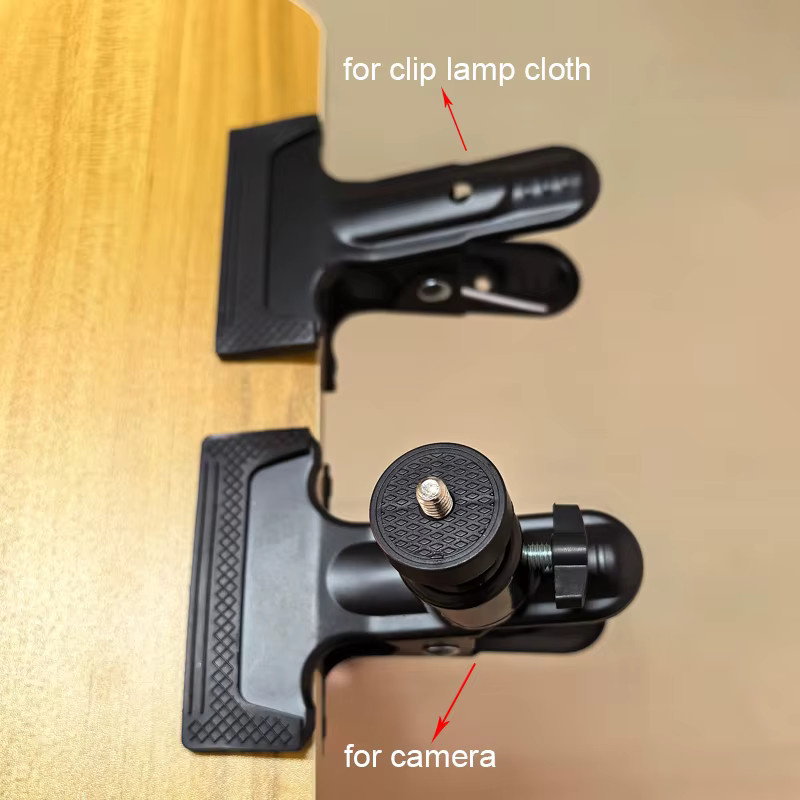 DIXSG Metall-Kamera-Clip-Klemme mit drehbarem Kugelkopf und 1/4 Zoll Gewindeschraube für Kamerastativ, SLR, DSLR und Action-Kamera, Schwarz - Bild 2