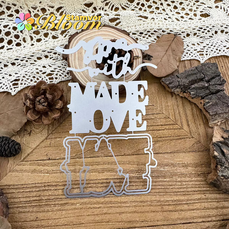 Metall-Stanzformen Schöne Schichten HERGESTELLT MIT LIEBE für Scrapbooking und dekorative Prägung in Silber - Bild 2