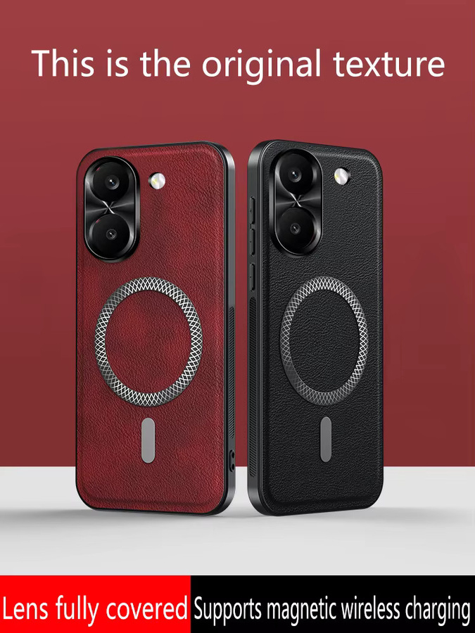 Xiaomi Magnetische Leder-Handyhülle für Poco X8 Pro Max F8 F7 Ultra X7 M7 F6 Pro X6 F6 mit kabellosem Laden in Rot - Bild 5