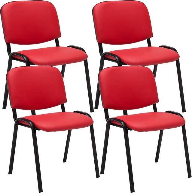 CLP 4er Set Besucherstühle Ken aus Kunstleder mit robustem Metallgestell, stapelbare Polsterstühle mit Rückenlehne - Bild 1