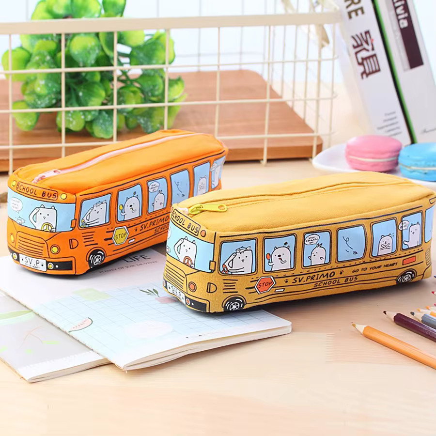 Kreative Cartoon Bus Federmäppchen in Orange mit großem Fassungsvermögen für Schule und Büro - Bild 2