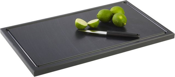 APS Schneidebrett BAR aus Kunststoff in Schwarz mit Saftrinne und rutschfesten Füßen, L x B x H: 50 x 30 x 2 cm