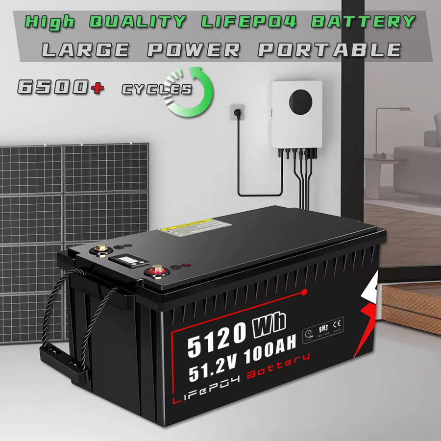 48V 100Ah LiFePO4-Akkupack mit integriertem 100A BMS in Schwarz für Solarstromspeicher, Wohnmobile, Golfcarts und Bootsmotoren - Bild 2