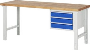 Rau Werkbank höhenverstellbar mit 3 Schubladen, B/T/H: 200 x 70 x 79-114 cm - Bild 1