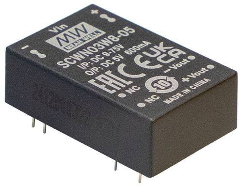 MEAN WELL SCWN03W8-15 DC/DC-Wandler 24V auf 15V 0,200A 3W in Schwarz - Bild 1
