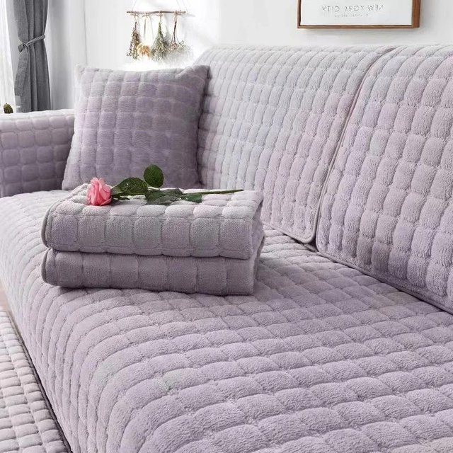 Rutschfester Sofabezug von Your Warm Home aus weichem Plüsch in Lila, Breite: 180 cm, Tiefe: 90 cm - Bild 1