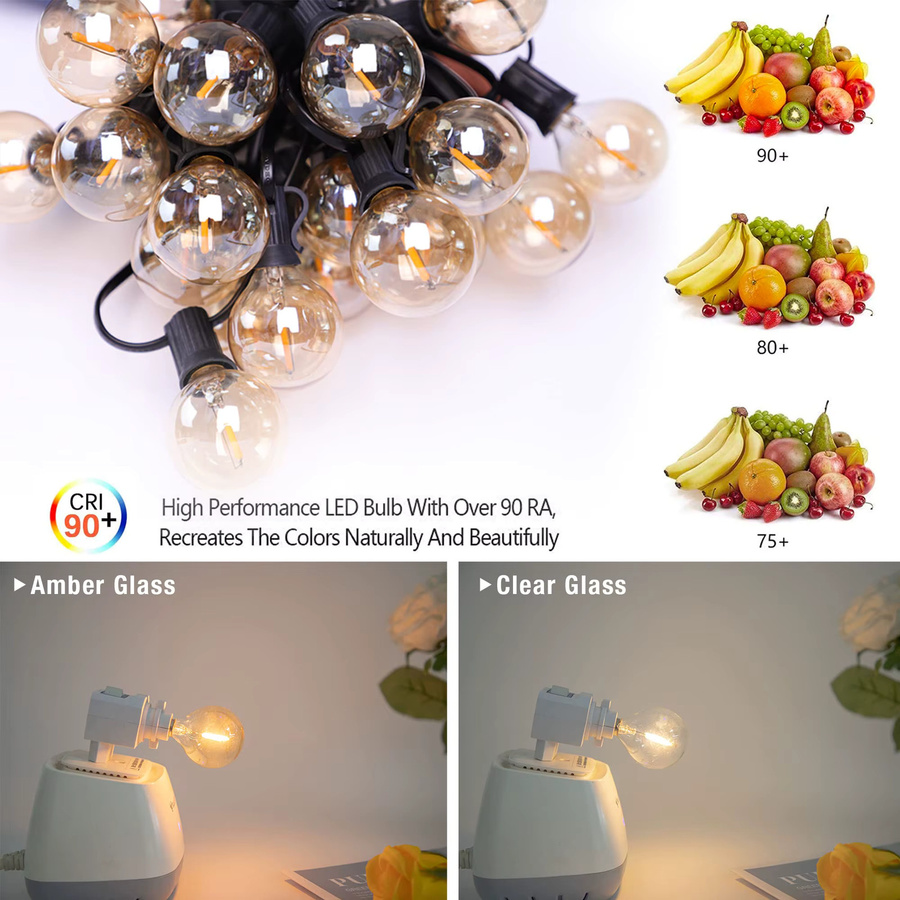 GANRILAND G40 LED Ersatzlampen für Lichterketten, E12 Sockel, Gold/Messing Transparent, Warmweiß 2200 K, Dimmbar, Vintage Glas-Glühbirnen - Bild 3