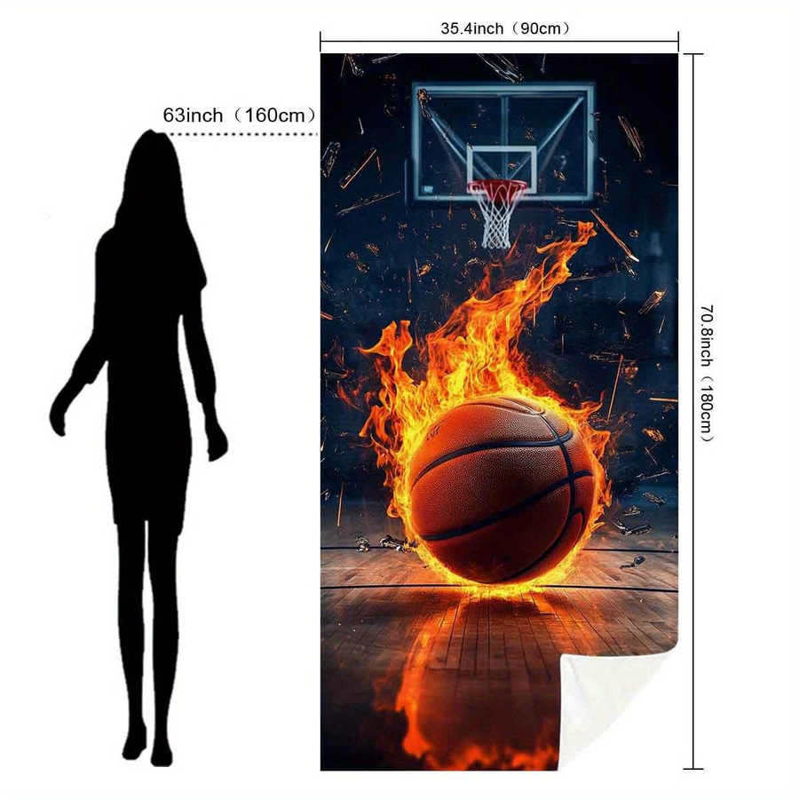 Übergroßes Strandtuch im Basketball-Design aus Mikrofaser, sandabweisend und schnelltrocknend, B: 40 cm, H: 60 cm - Bild 2