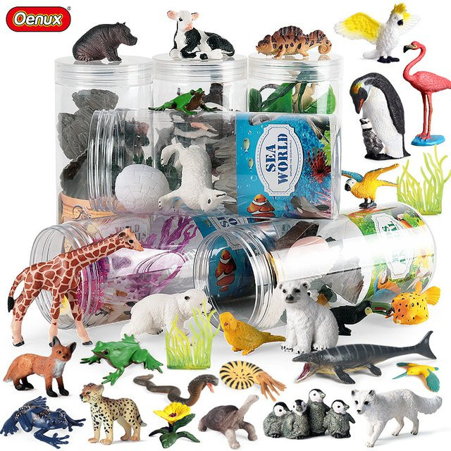 Oenux Miniatur Tiere Set, Tiere, Meerestiere, Bauernhof, Dinosaurier, Action Figuren - Bild 1