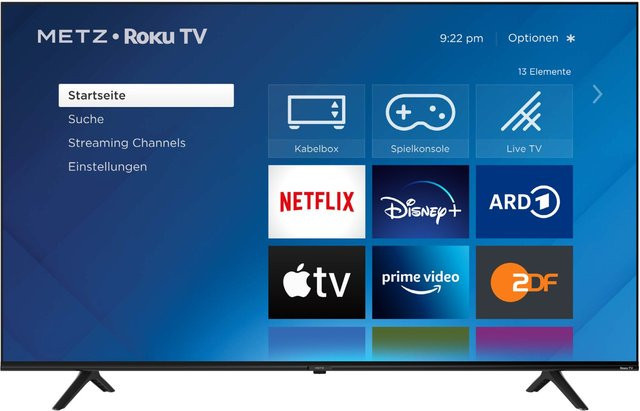 Metz 55MUD6011Y Roku Smart TV mit 139 cm (55 Zoll) LCD-LED-Technik, 4K Ultra HD, HDR und DVB-T2/C/S2 in Schwarz und Blau - Bild 1
