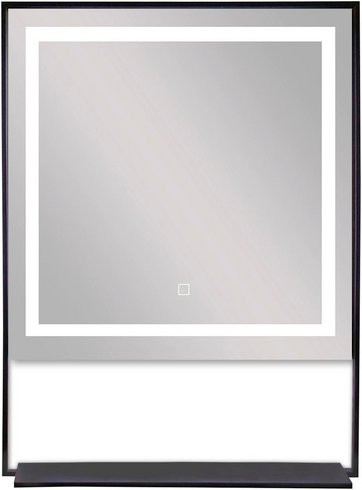 Sanotechnik LED-Spiegel in Schwarz, eckig und dimmbar, Breite: 60 cm, Höhe: 80 cm - Bild 1