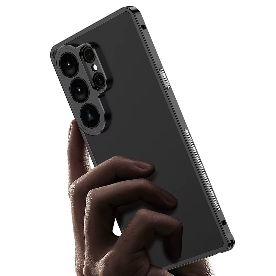 Stoßfeste Handyhülle aus Aluminiumlegierung mit Linsenschutz für Samsung Galaxy S26 Ultra Plus, S25, S24 und S23 Ultra in Schwarz - Bild 3