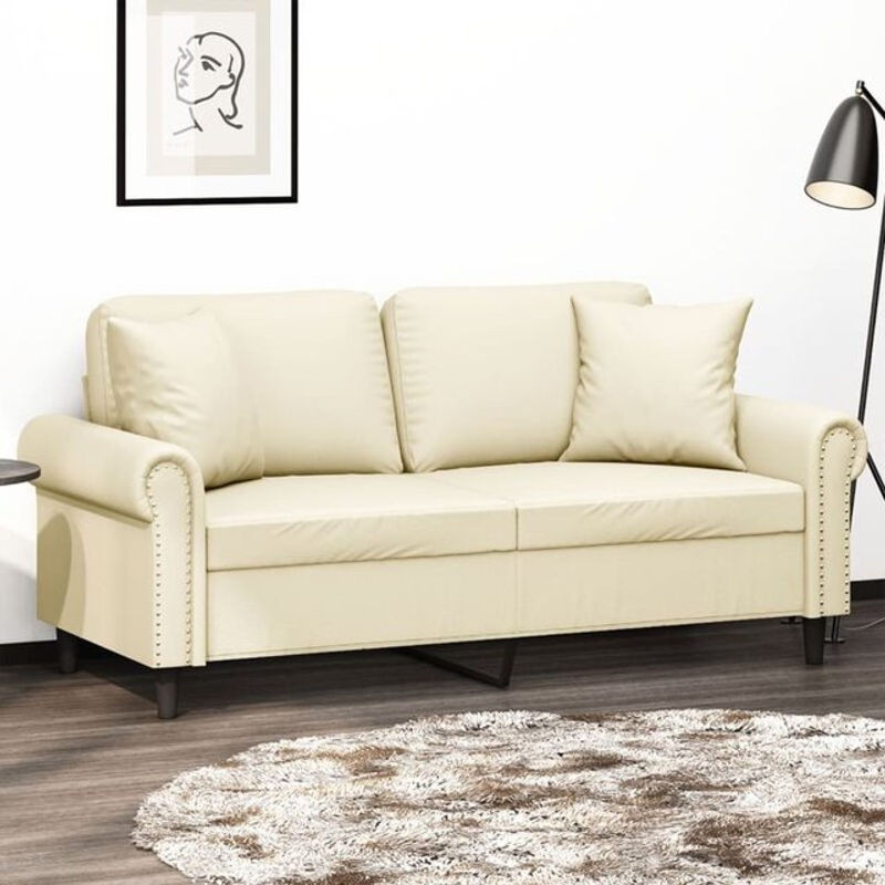 vidaxl 2-Sitzer-Sofa mit Zierkissen in Beige aus Kunstleder - Bild 1