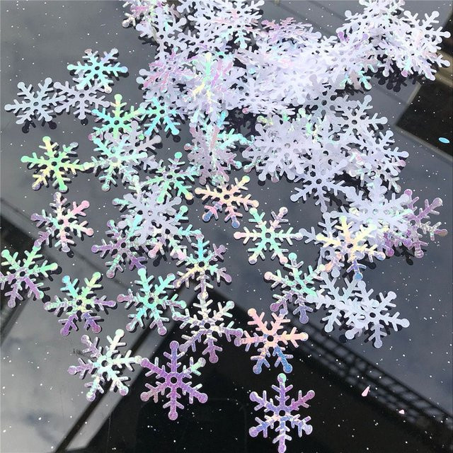 Silbernes Konfetti in Schneeflocken- und Sternform aus Aluminium für Weihnachtsdekoration und Bastelarbeiten - Bild 1