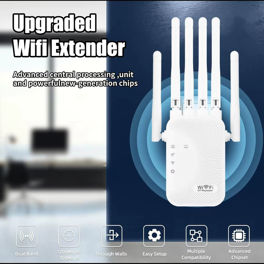 VIKEFON Dual Band Wifi Verstärker 1200Mbps 2,4G und 5G Repeater in Weiß - Bild 2