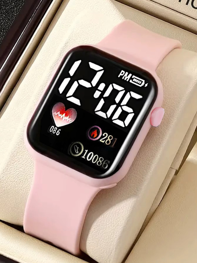 Smartwatch, Silikon, Schwarz, Rechteckig - Bild 3