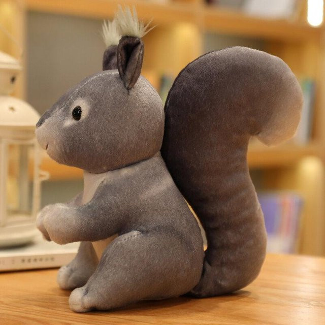 Yiran Health & Beauty Eichhörnchen-Puppe, Plüschtier, 25cm, Grau - Bild 1