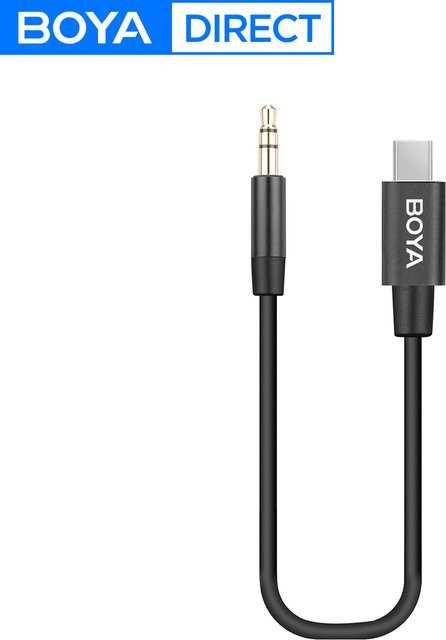 BOYA BY-K2 Mikrofon-Audio-Adapterkabel Schwarz, 3,5 mm TRS auf USB-C, Länge: 20 cm - Bild 1