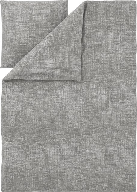 LIVARNO Feinbiber-Wendebettwäsche mit Kissenbezug, Grau/Weiß, B/H: 135 x 200 cm, Kissen B/H: 80 x 80 cm - Bild 1