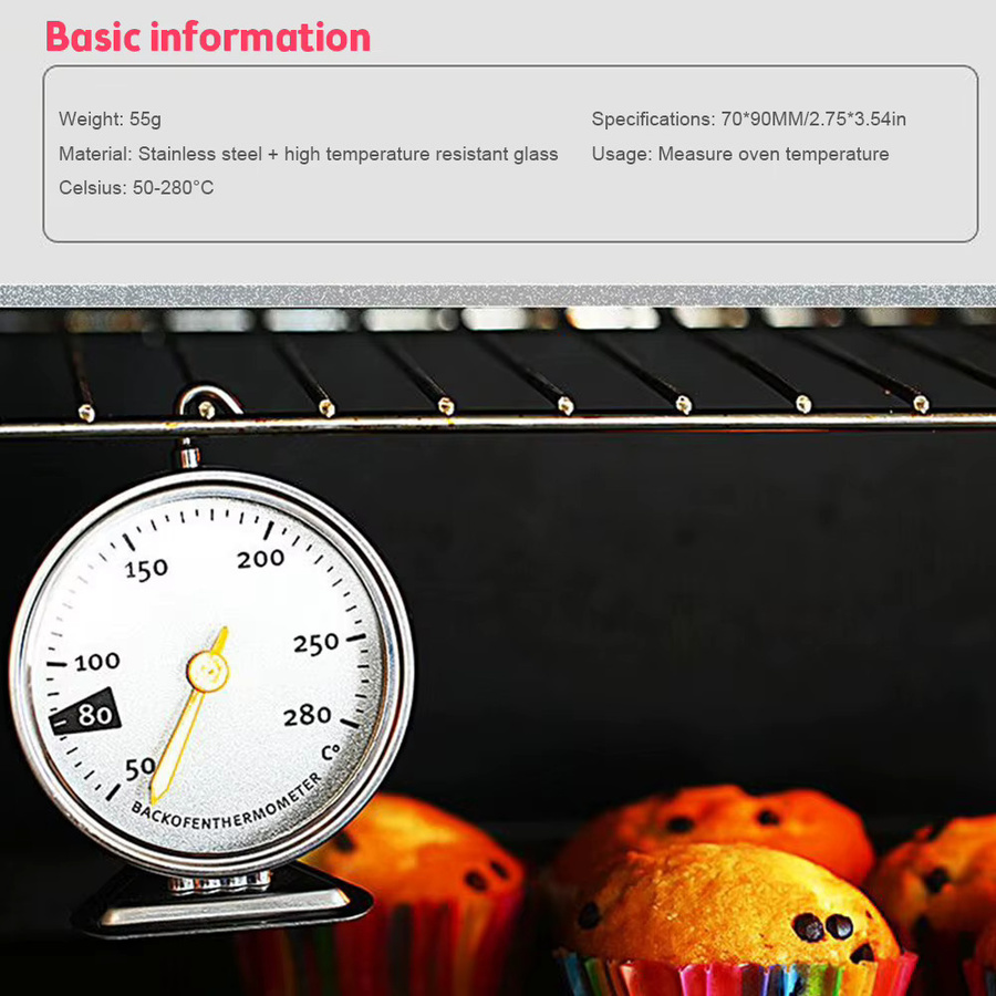 Aideepen Edelstahl-Ofenthermometer in Silber mit großem Zifferblatt zum Backen, Grillen und Kochen - Bild 4
