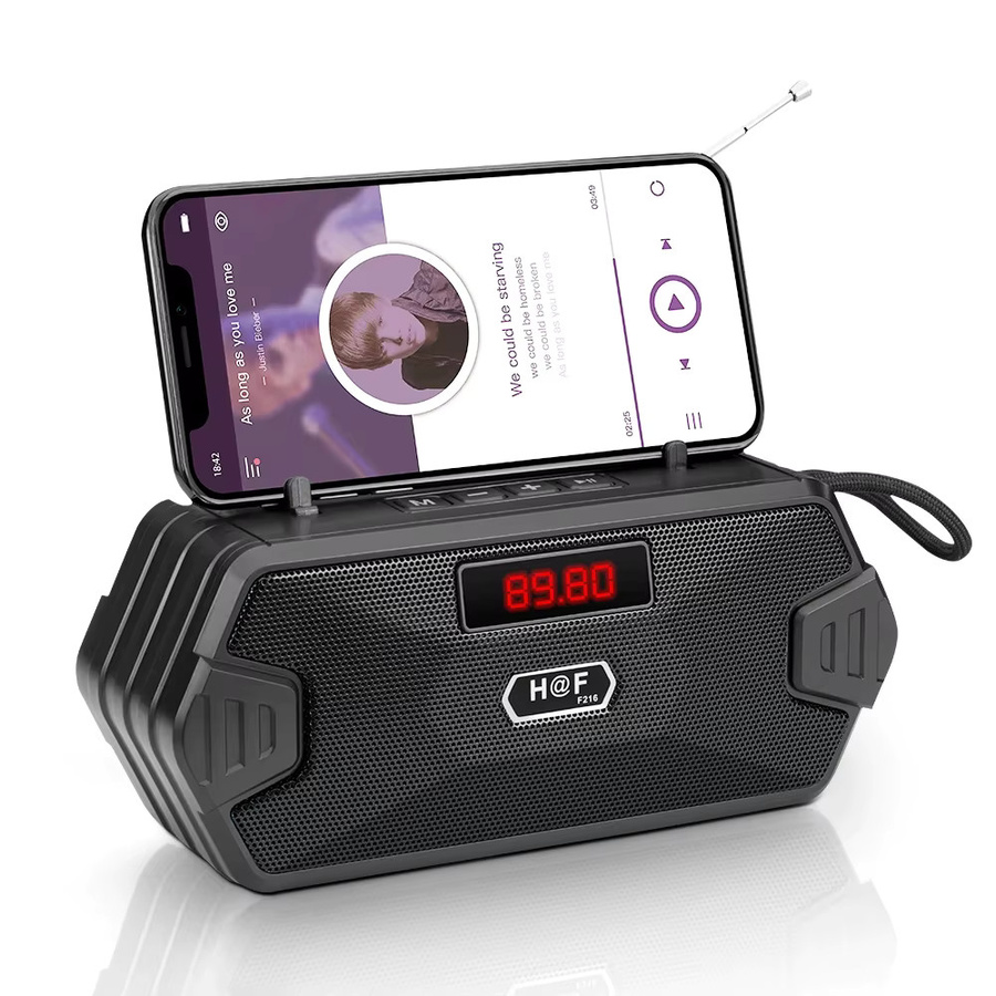 Tragbarer AyeBeau Bluetooth Lautsprecher mit FM Radio und Aux Anschluss, Outdoor Musik Sound Box mit Subwoofer und Bass, erhältlich in Blau oder Schwarz - Bild 5