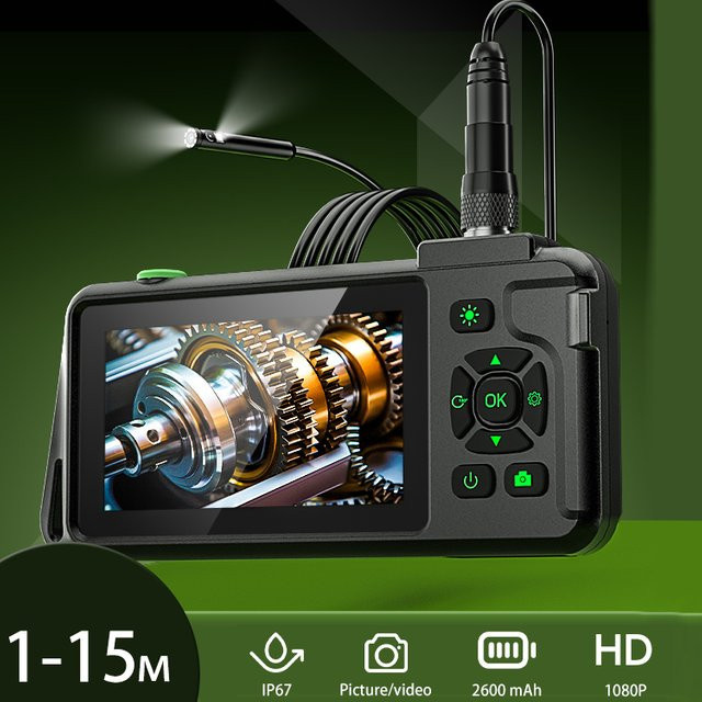 ZEMICAM Industrielle Endoskop-Inspektionskamera mit 5-Zoll-IPS-Bildschirm, IP67, abnehmbares Design, Schwarz - Bild 1