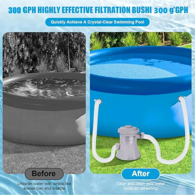 Effiziente Kartuschenfilterpumpe für Aufstellpools mit 300 Gallonen Durchflussrate zur Schmutzpartikel-Filtration - Bild 3