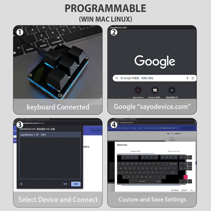 BTXETUEL Mini-4-Tasten-Tastatur in Weiß, programmierbare mechanische Gaming-Tastatur mit USB-C-Anschluss - Bild 5