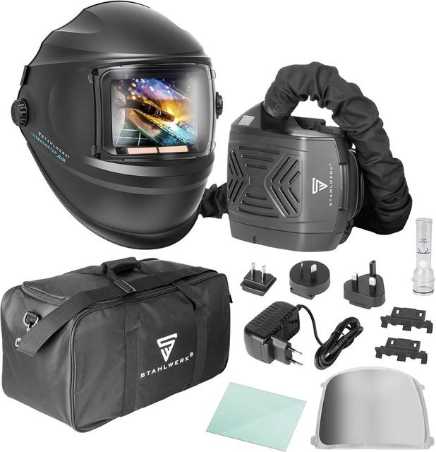 STAHLWERK Automatik Schweißhelm BOOSTER AIR TH3 mit PAPR Frischluftsystem in Schwarz - Bild 1