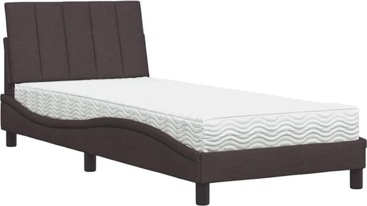 Polsterbett Hanko von vidaxl mit Matratze in Dunkelbraun, B: 80 cm, L: 200 cm, aus Stoff und Metall - Bild 1