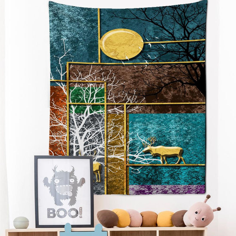 Super Six Wandbehang im Bohemian Stil mit Koi-Motiv, mehrfarbig, Textil, B x H: 95 x 70 cm - Bild 1